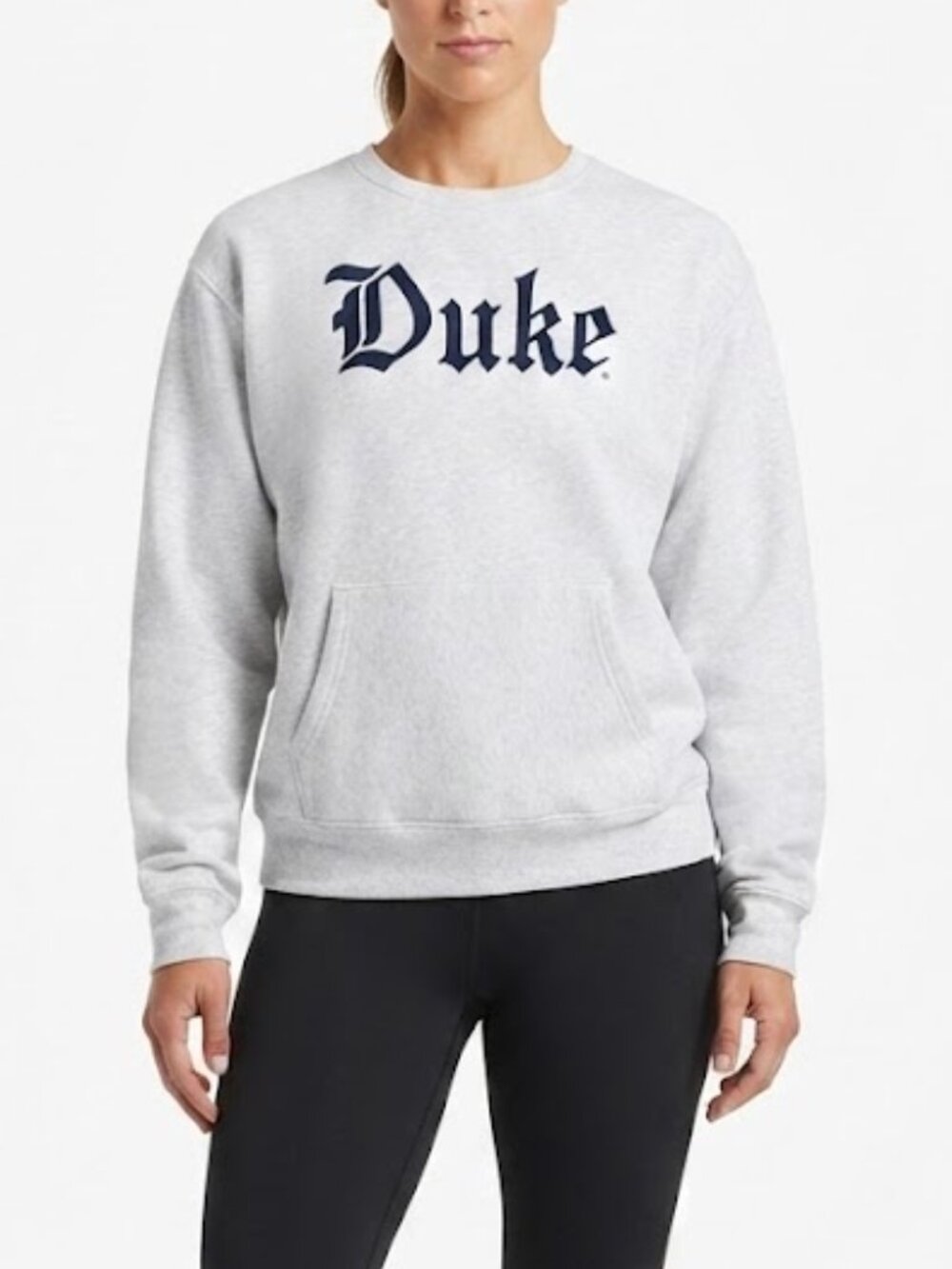 League Duke University Gothic Logo Pocket Crew Sweatshirt Ash Gray Size L